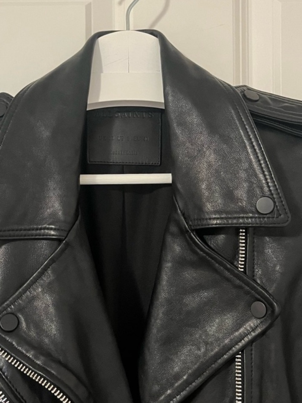 AllSaints Black Leather Biker Jacket 2 in 1 - Picture 11 of 14